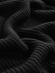 Black Cosy Crew Neck Longline Tunic Knitted Jumper - Image 6 of 6