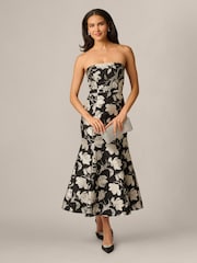 Adrianna Papell Black Floral Jacquard Dress - Image 3 of 5