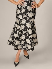 Adrianna Papell Black Floral Jacquard Dress - Image 4 of 5