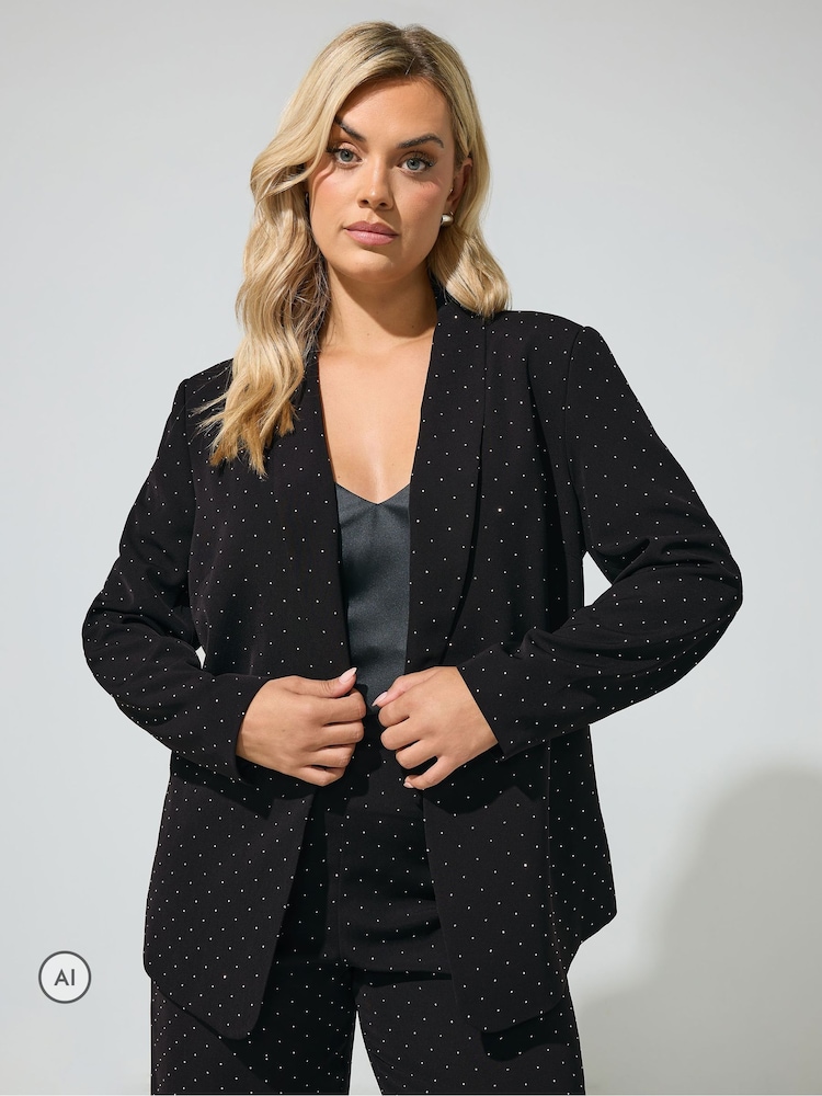 Yours Curve Black London Studded Blazer - Image 1 of 6