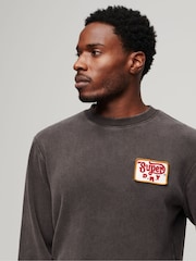 Superdry Brown Loose Fit 100% Cotton Mechanic Crew Hoodie - Image 3 of 5