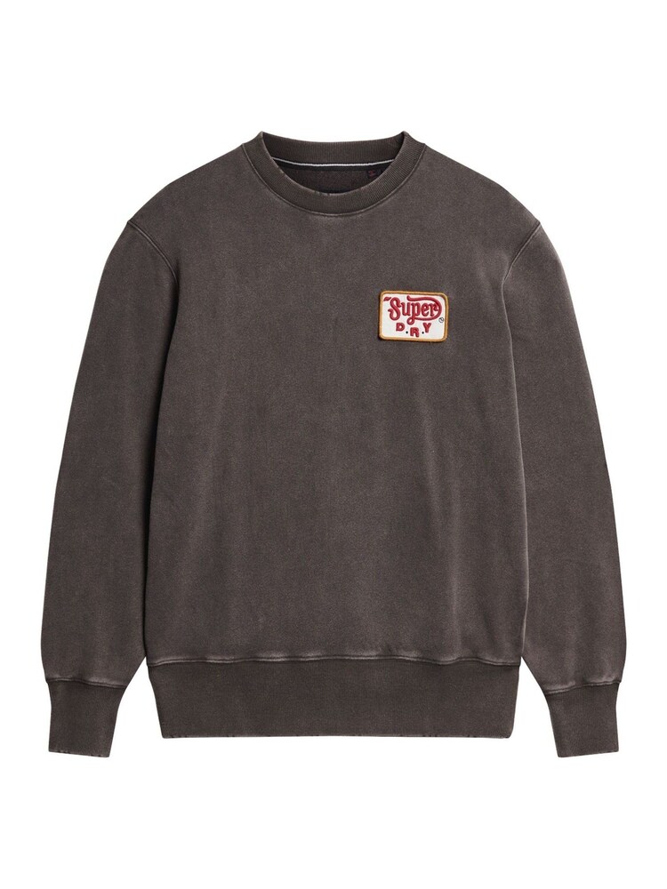 Superdry Brown Loose Fit 100% Cotton Mechanic Crew Hoodie - Image 4 of 5