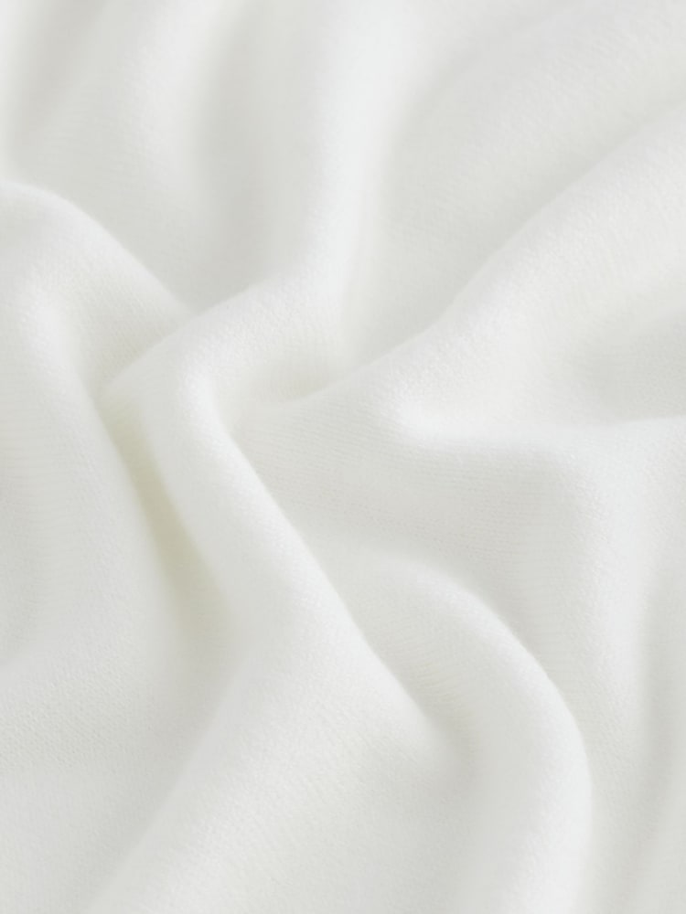 Ecru White Soft Touch Pattern Knitted Cosy Crew Neck Jumper - Image 7 of 7
