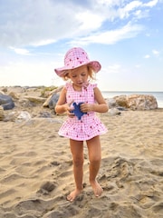 JoJo Maman Bébé Pink Swimsuit with Integral Nappy - Image 1 of 8