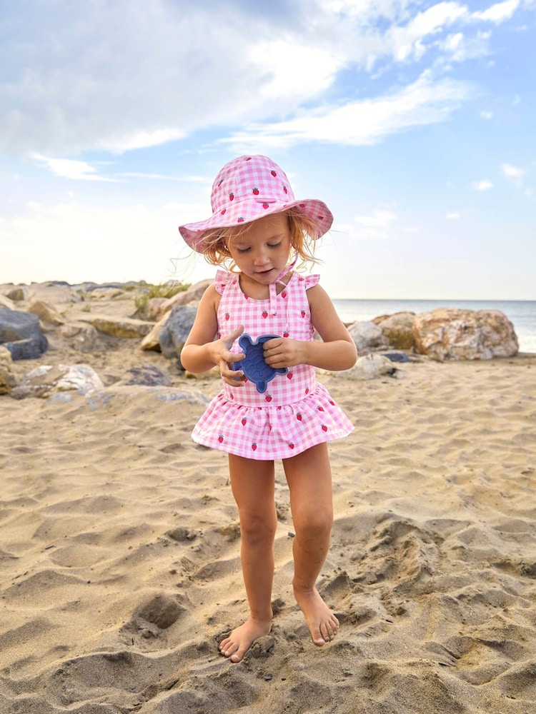JoJo Maman Bébé Pink Swimsuit with Integral Nappy - Image 1 of 8