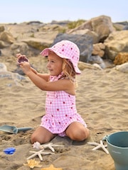 JoJo Maman Bébé Pink Swimsuit with Integral Nappy - Image 2 of 8