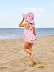 JoJo Maman Bébé Pink Swimsuit with Integral Nappy - Image 4 of 8
