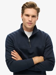 Superdry Deep Navy Dark Moss Green Tech Loose Half Zip Sweatshirt - Image 2 of 3