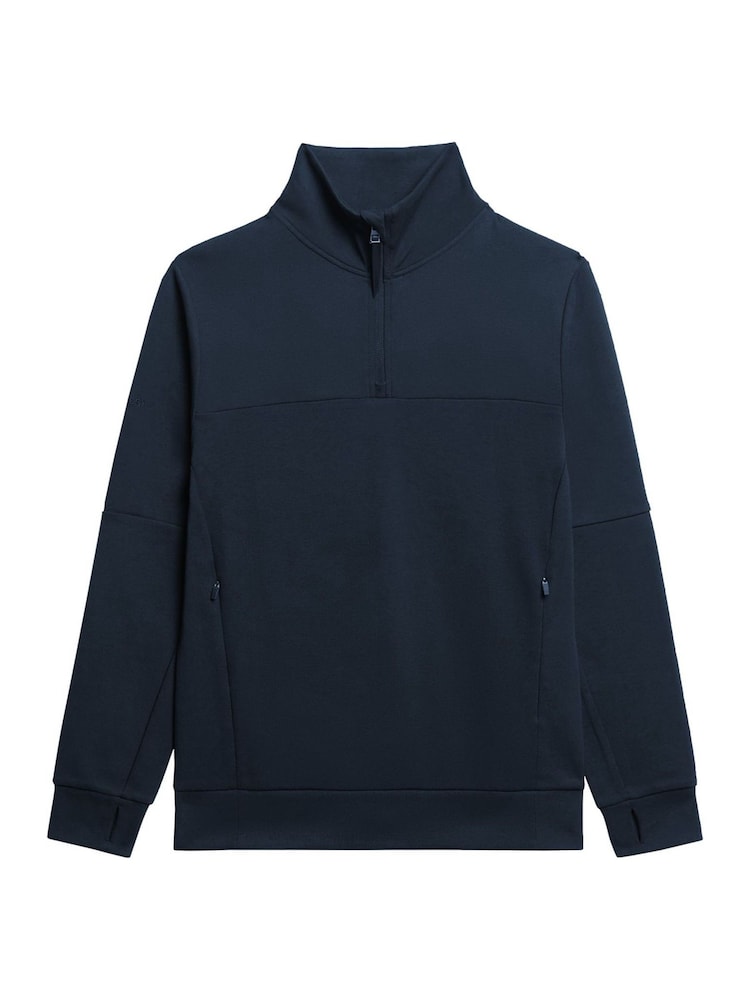 Superdry Deep Navy Dark Moss Green Tech Loose Half Zip Sweatshirt - Image 3 of 3
