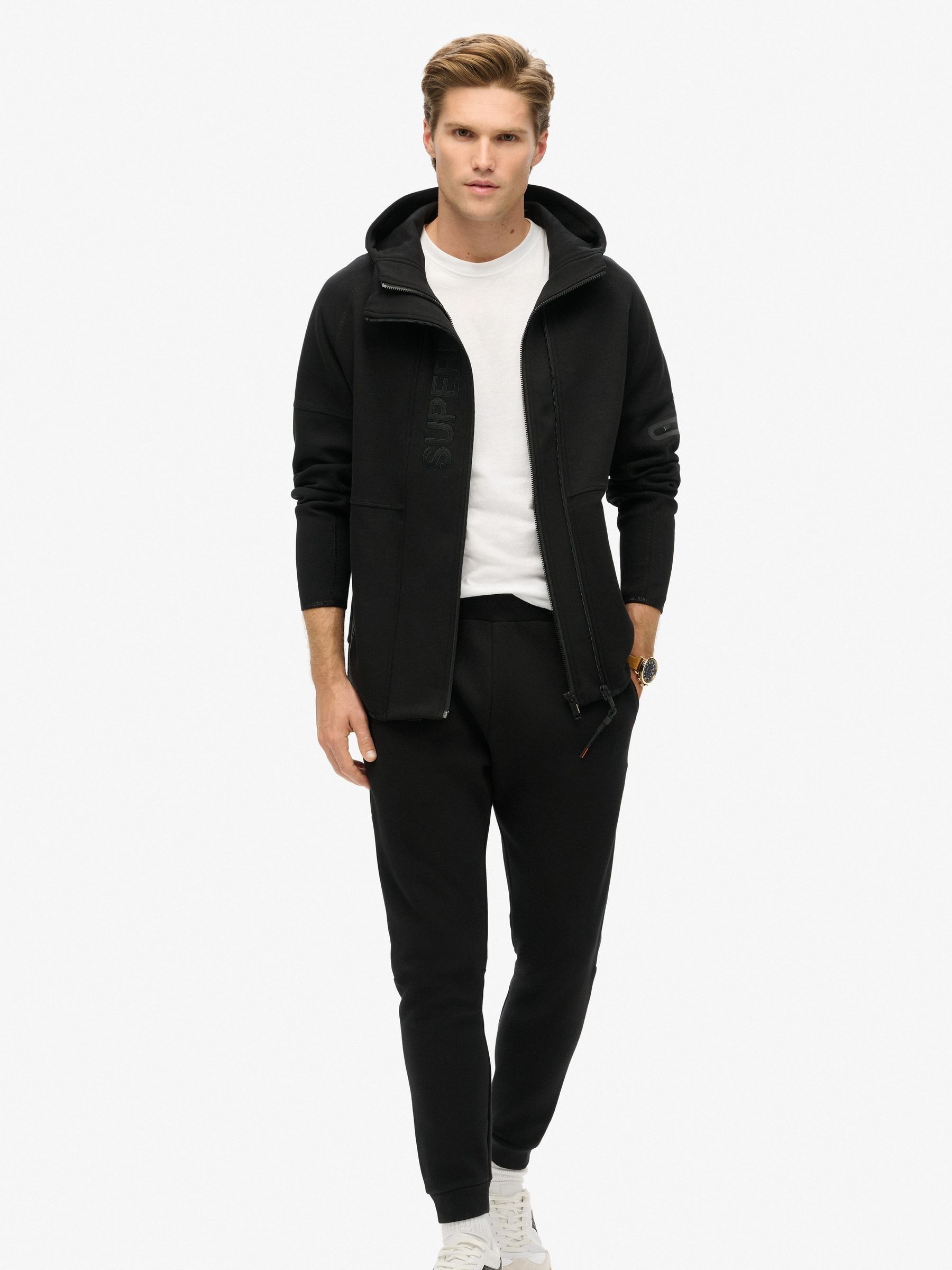 Buy Superdry Black/Orange Tech Logo Loose Fit Zip Hoodie
