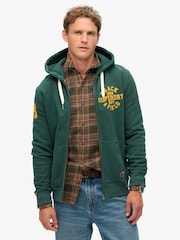 Superdry Enamel Green Track And Field Graphic Zip Hoodie - Image 1 of 5