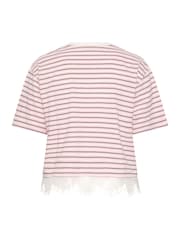 Yours Curve Pink Limited Stripe Lace Hem T-Shirt - Image 6 of 6