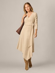 Adrianna Papell Natural Wrap Tie Knit Dress - Image 5 of 8