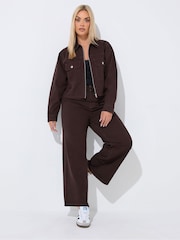 Yours Curve Brown Limited Pocket Denim Jacket - Image 2 of 7
