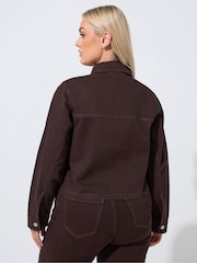 Yours Curve Brown Limited Pocket Denim Jacket - Image 4 of 7