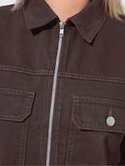 Yours Curve Brown Limited Pocket Denim Jacket - Image 5 of 7