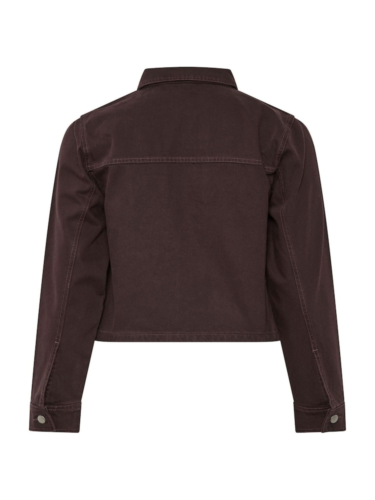 Yours Curve Brown Limited Pocket Denim Jacket - Image 7 of 7 Yours Curve Brown Limited Pocket Denim Jacket - Image 7 of 7