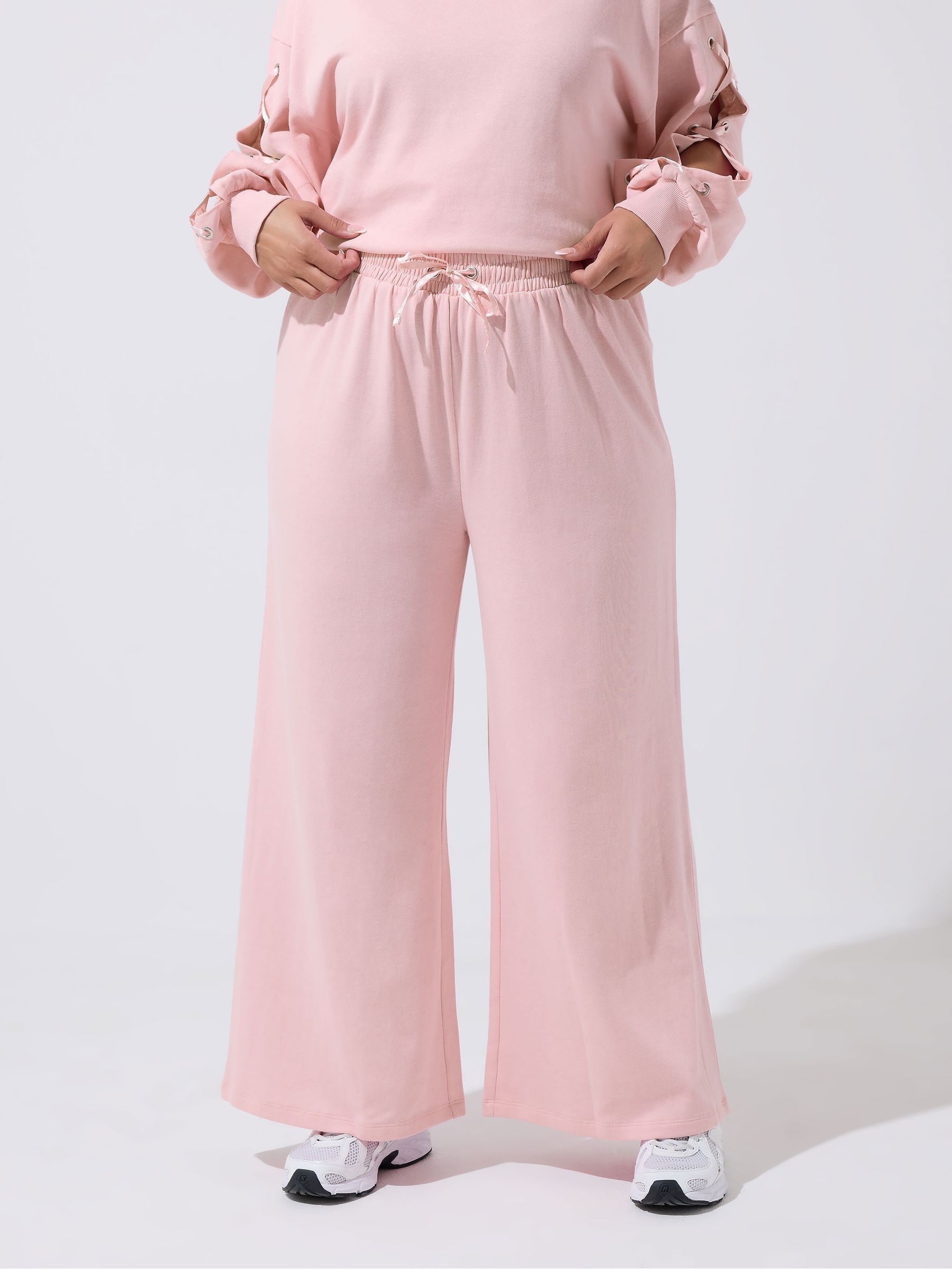 Yours Women's Pink Eyelet Drawstring Joggers In | Size: 26-28 - Image 3