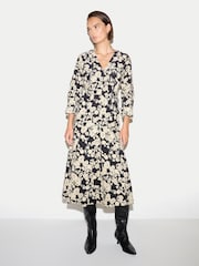 Jigsaw Black Camellia Cord Midi Dress - Image 2 of 5