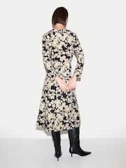 Jigsaw Black Camellia Cord Midi Dress - Image 4 of 5