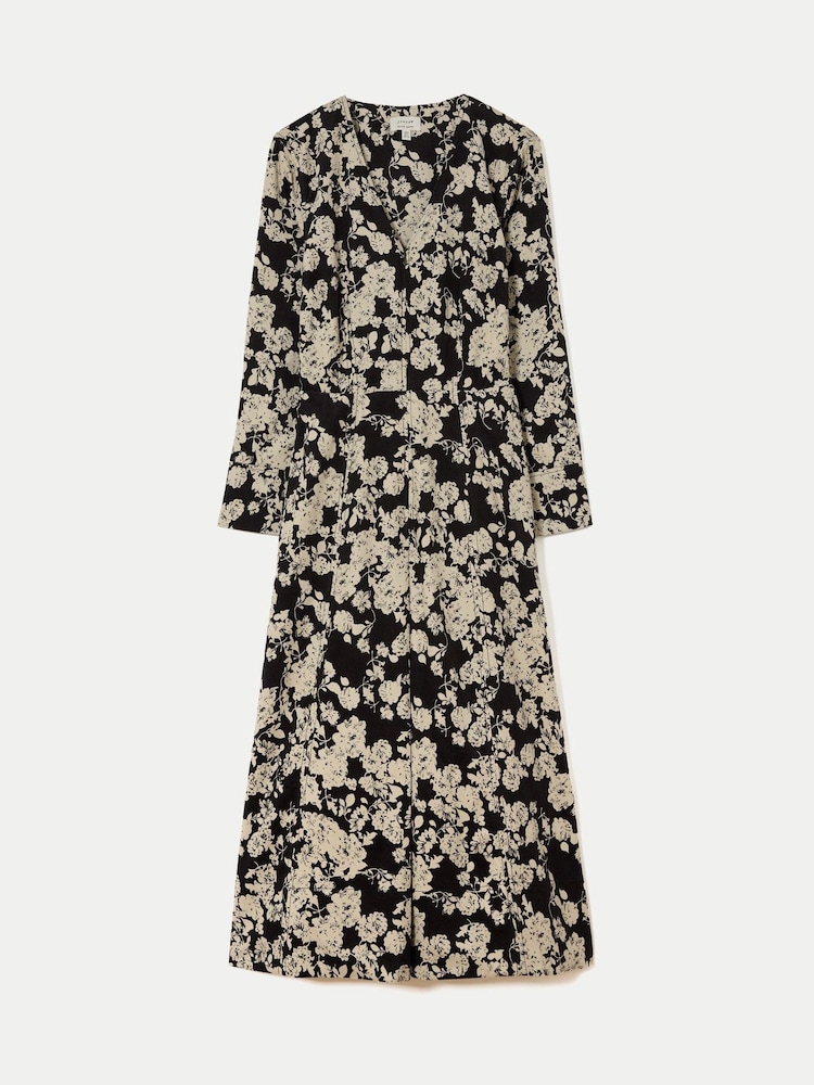Jigsaw Black Camellia Cord Midi Dress - Image 5 of 5 Jigsaw Black Camellia Cord Midi Dress - Image 5 of 5