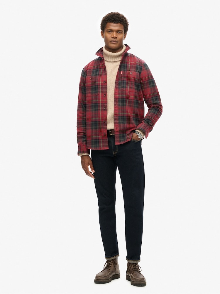 Superdry Boseman Check Red 100% Cotton Vintage Check Overshirt - Image 2 of 5