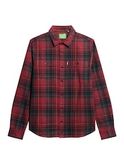 Superdry Boseman Check Red 100% Cotton Vintage Check Overshirt - Image 4 of 5