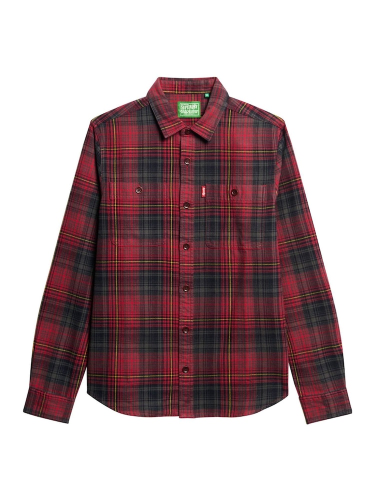 Superdry Boseman Check Red 100% Cotton Vintage Check Overshirt - Image 4 of 5