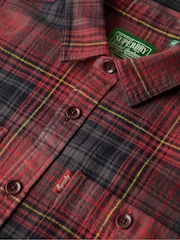 Superdry Boseman Check Red 100% Cotton Vintage Check Overshirt - Image 5 of 5