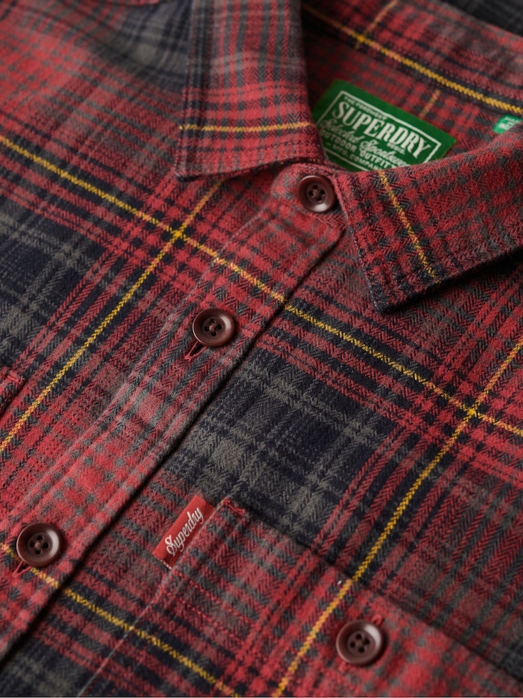 Superdry Boseman Check Red 100% Cotton Vintage Check Overshirt - Image 5 of 5