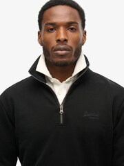 Superdry Black Essential Logo Henley 100% Cotton Sweatshirt - Image 3 of 5