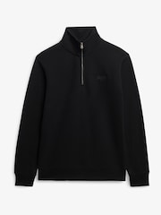 Superdry Black Essential Logo Henley 100% Cotton Sweatshirt - Image 4 of 5
