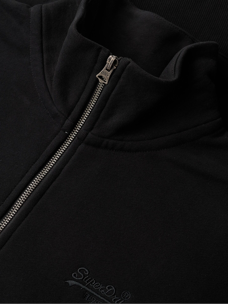 Superdry Black Essential Logo Henley 100% Cotton Sweatshirt - Image 5 of 5