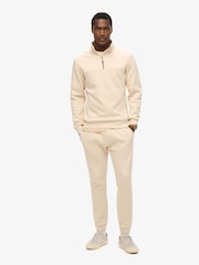 Superdry Tapioca Cream Beige Dark Moss Green Tech Loose Half Zip Sweatshirt - Image 3 of 7