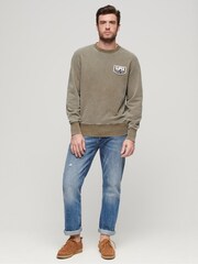 Superdry Green Loose Fit Mechanic Crew 100% Cotton Sweat Top - Image 3 of 4