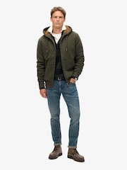 Dunkelgrau/Grün - Superdry Kapuzenjacke mit Reißverschluss und Teddy-Futter - Bild 2 von 5