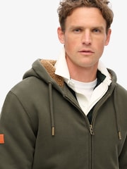 Dunkelgrau/Grün - Superdry Kapuzenjacke mit Reißverschluss und Teddy-Futter - Bild 3 von 5