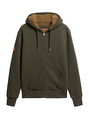 Dunkelgrau/Grün - Superdry Kapuzenjacke mit Reißverschluss und Teddy-Futter - Bild 4 von 5