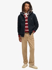 Superdry Eclipse Navy Borg Lined Zip Hoodie - Image 2 of 5