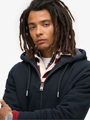 Superdry Eclipse Navy Borg Lined Zip Hoodie - Image 3 of 5
