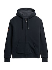 Superdry Eclipse Navy Borg Lined Zip Hoodie - Image 4 of 5