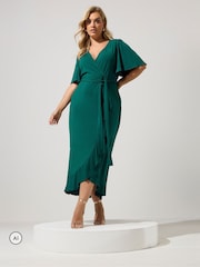 Yours Curve Green London Ruffle ITY Dress - Image 2 of 6