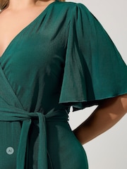Yours Curve Green London Ruffle ITY Dress - Image 4 of 6