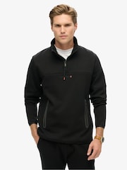 Superdry Black Black Tech Logo Half Zip Sweatshirt - Image 1 of 6