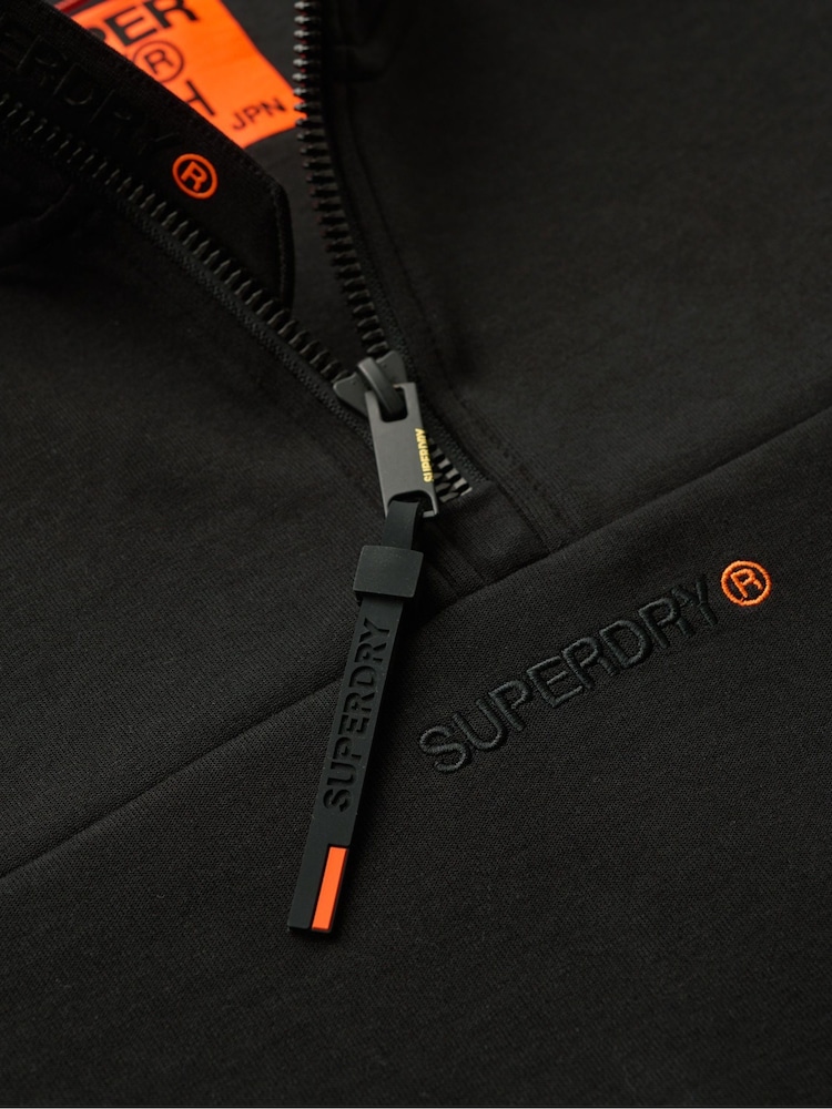 Superdry Black Black Tech Logo Half Zip Sweatshirt - Image 6 of 6