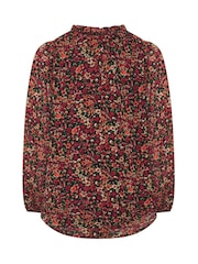 Yours Curve Orange Frill Neck Floral Print Blouse - Image 6 of 6