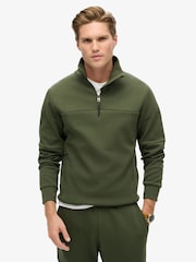 Superdry Dark Moss Green Dark Moss Green Tech Loose Half Zip Sweatshirt - Image 1 of 5