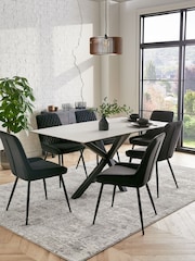 White Marble Effect Astoria Ceramic Dining Table - Image 1 of 7