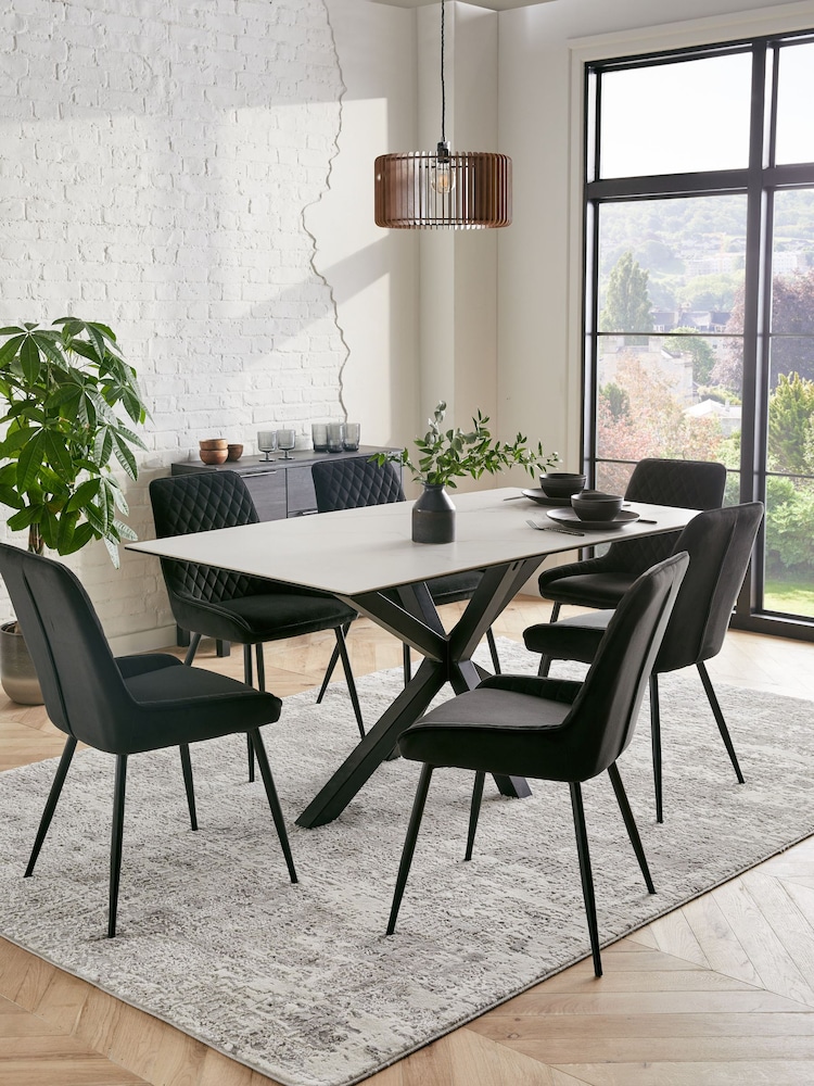 White Marble Effect Astoria Ceramic Dining Table - Image 1 of 7