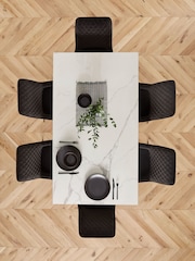 White Marble Effect Astoria Ceramic Dining Table - Image 2 of 7
